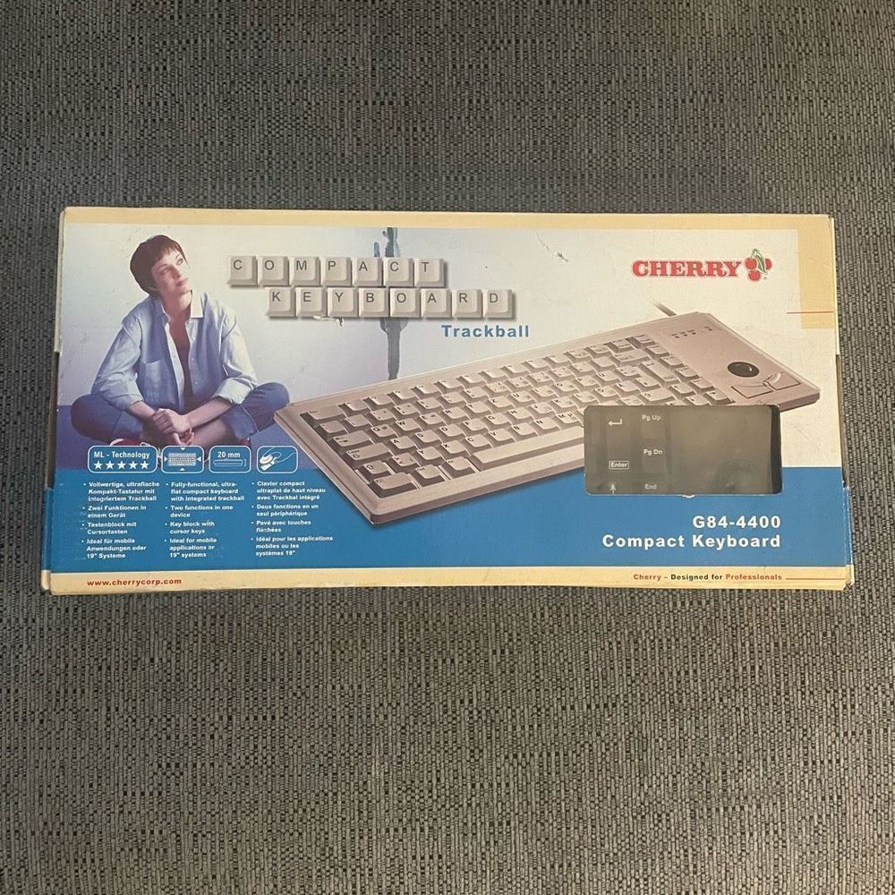 NEW SEALED Cherry G84-4400 USB Trackball Keyboard G84-4400PTBUS - Black UNOPENED